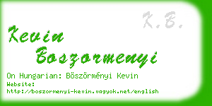 kevin boszormenyi business card
